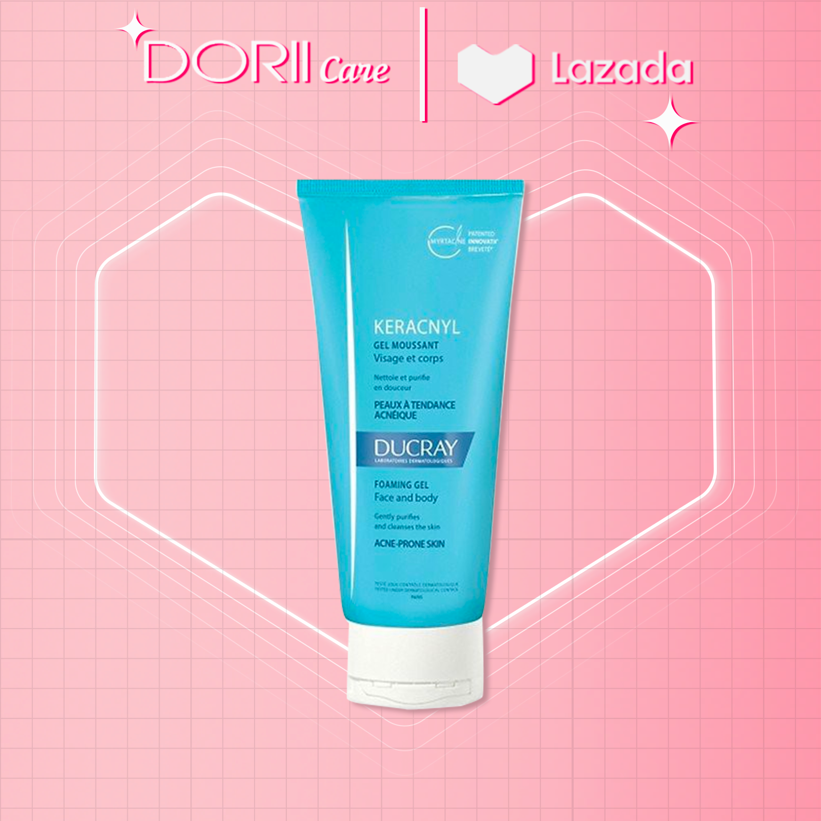 Gel Rửa Mặt Cho Da Mụn Ducray Keracnyl Gel Innova Myrtacine 200ml