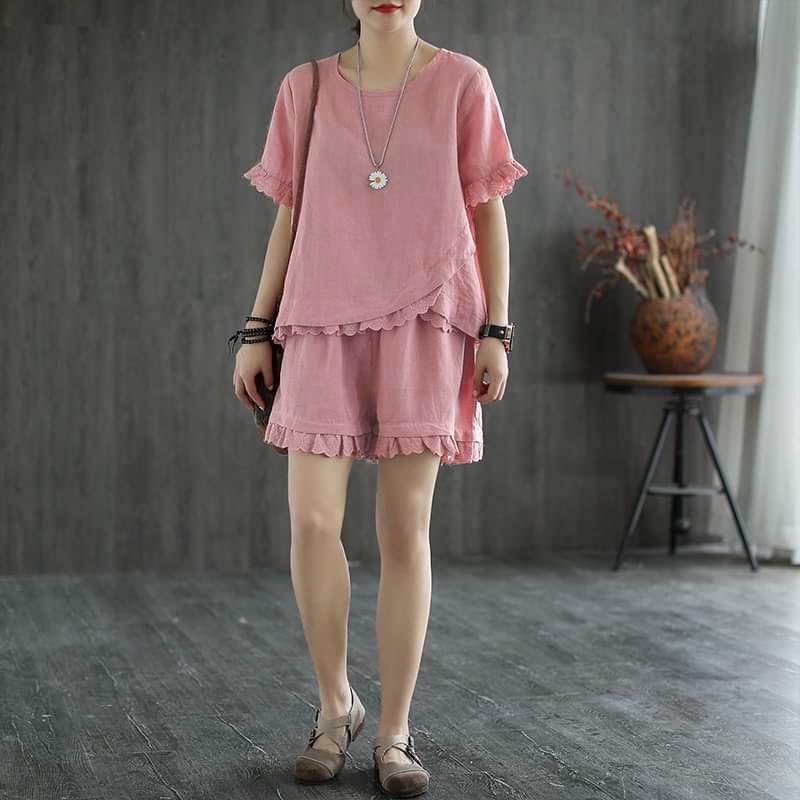 Đồ bộ đùi thời trang phối ren siêu xinh