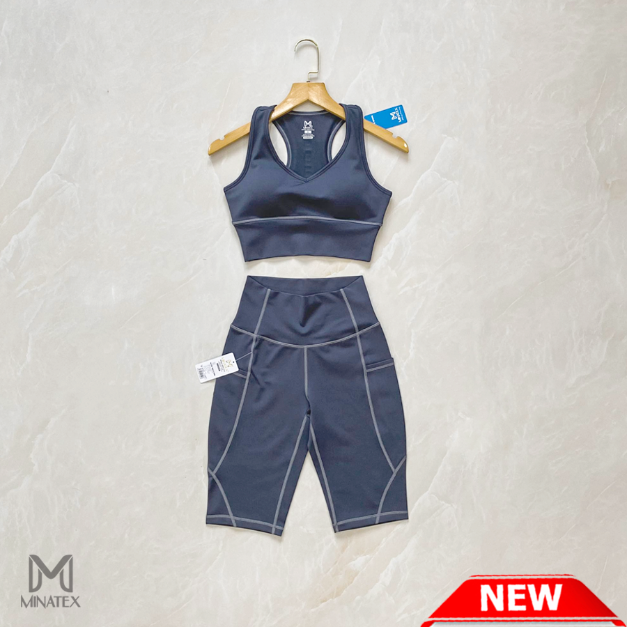 Set tập gym yoga, bộ tập gym nữ, set tập gym nữ, set bra quần lửng trên gối, set bộ tập gym Minatex hàng chất lượng xuất khẩu Minatex