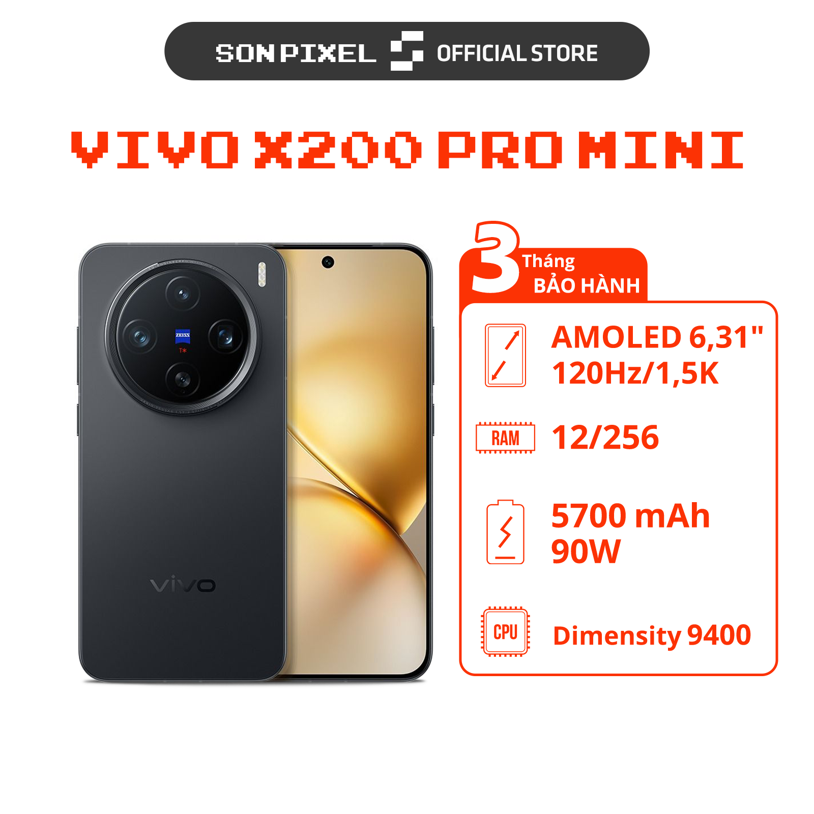  Điện Thoại vivo X200 Pro Mini Chip Dimensity 9400 Pin 6000 mAh Sạc Nhanh 90W Ram 12GB 16GB. SonPixel 
