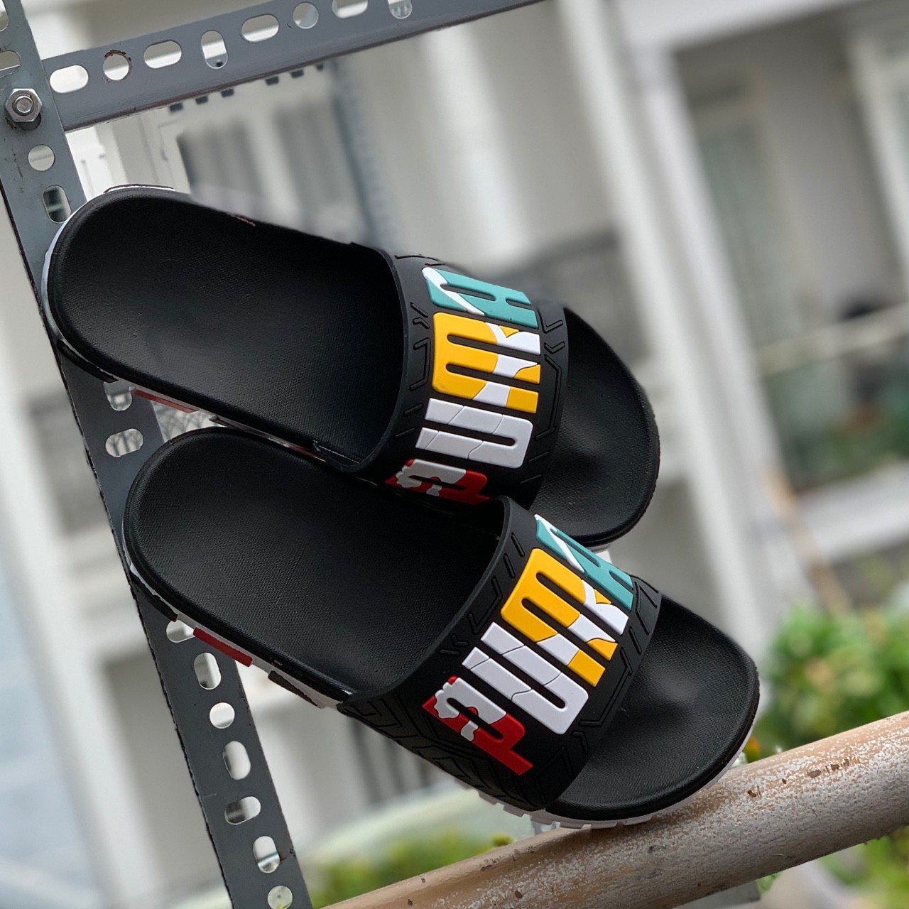 Dép quai ngang nam nữ-puma-dép đúc-đen