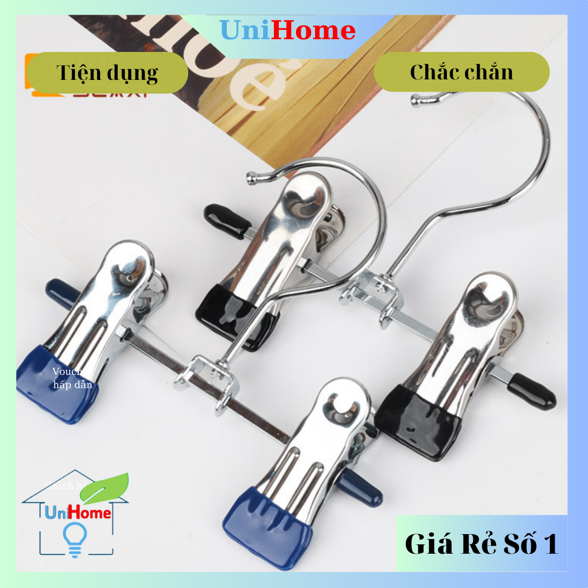 Móc kẹp đôi treo quần áo, móc treo đồ đa năng 2 kẹp tiết kiệm diện tích, đa năng