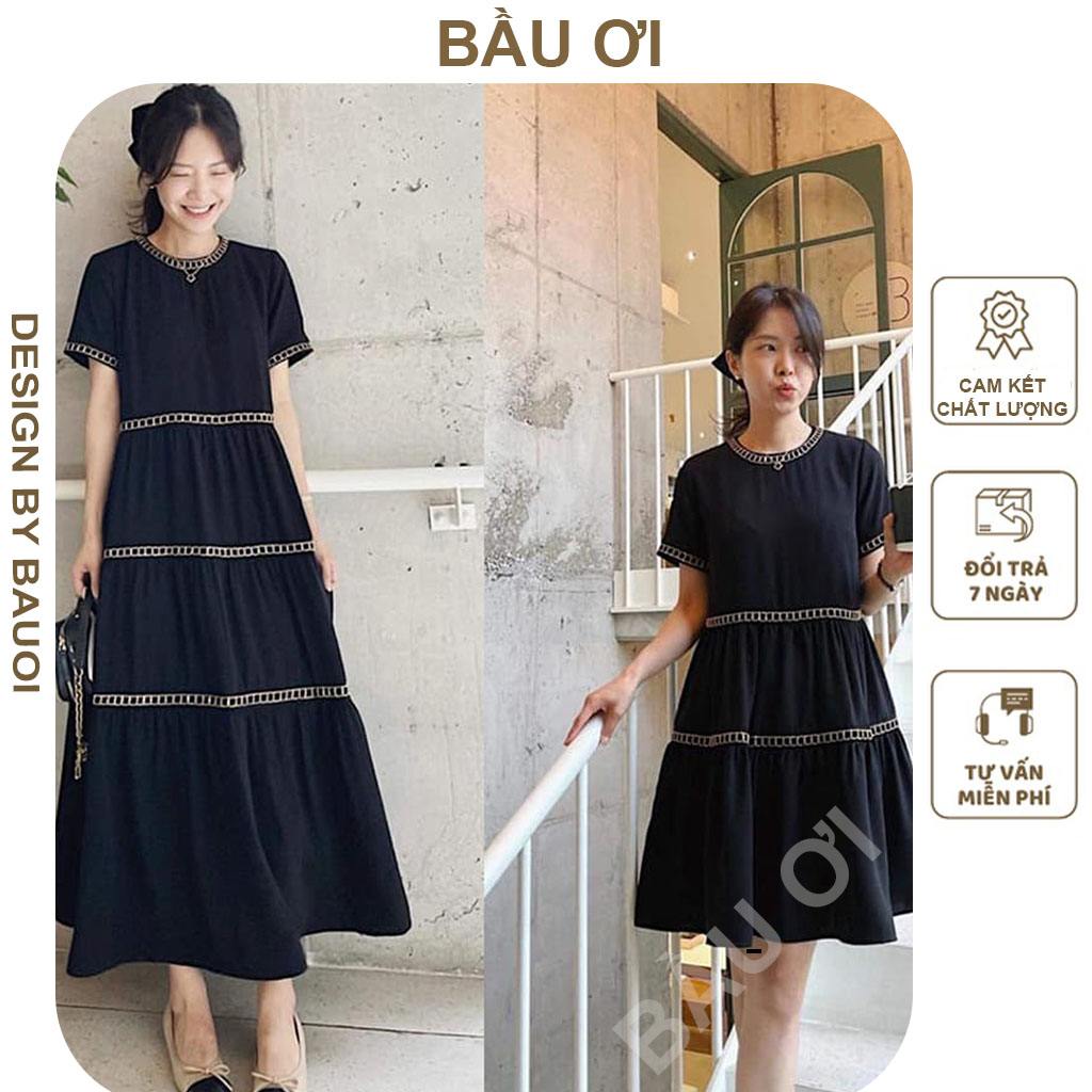 Váy bầu mùa hè chất lụa đũi siêu xinh - đầm bầu công sở xinh thiết kế viền nổi thanh lịch - thời trang mẹ bầu - bầu vẫn phải xinh