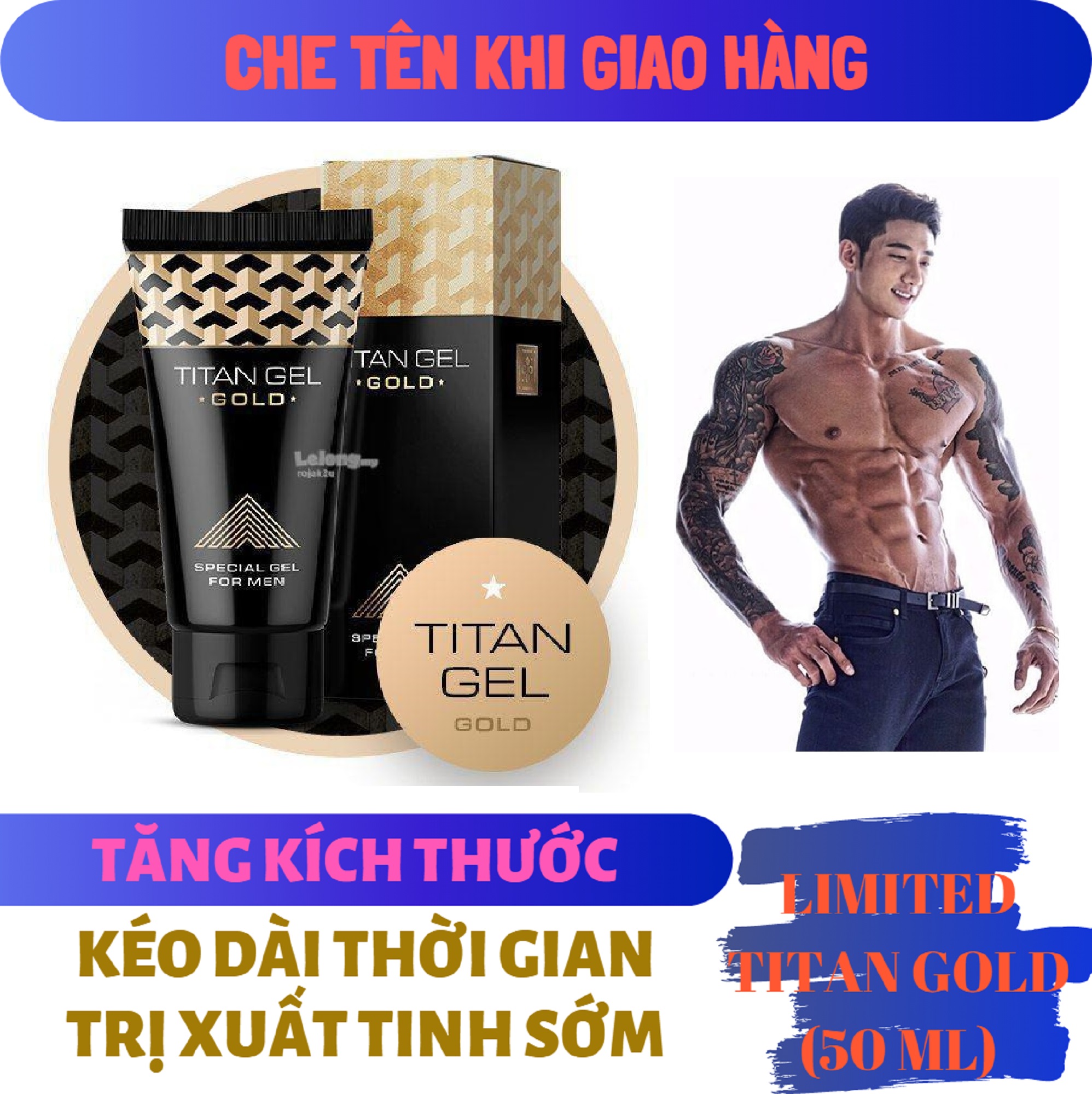 Gel thảo dược Nga TITAN GOLD cao cấp nam phiên bản giới hạn (chai 50ml) - hàng chính hãng