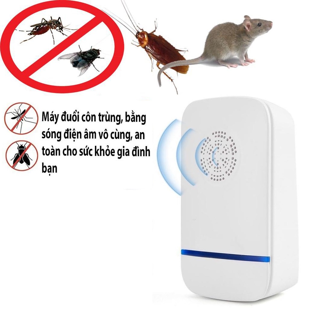 Máy đuổi ruồi muỗi côn trùng gián chuột, thiết bị dùng sóng âm để xua đuổi pest repeller an toàn không độc hại
