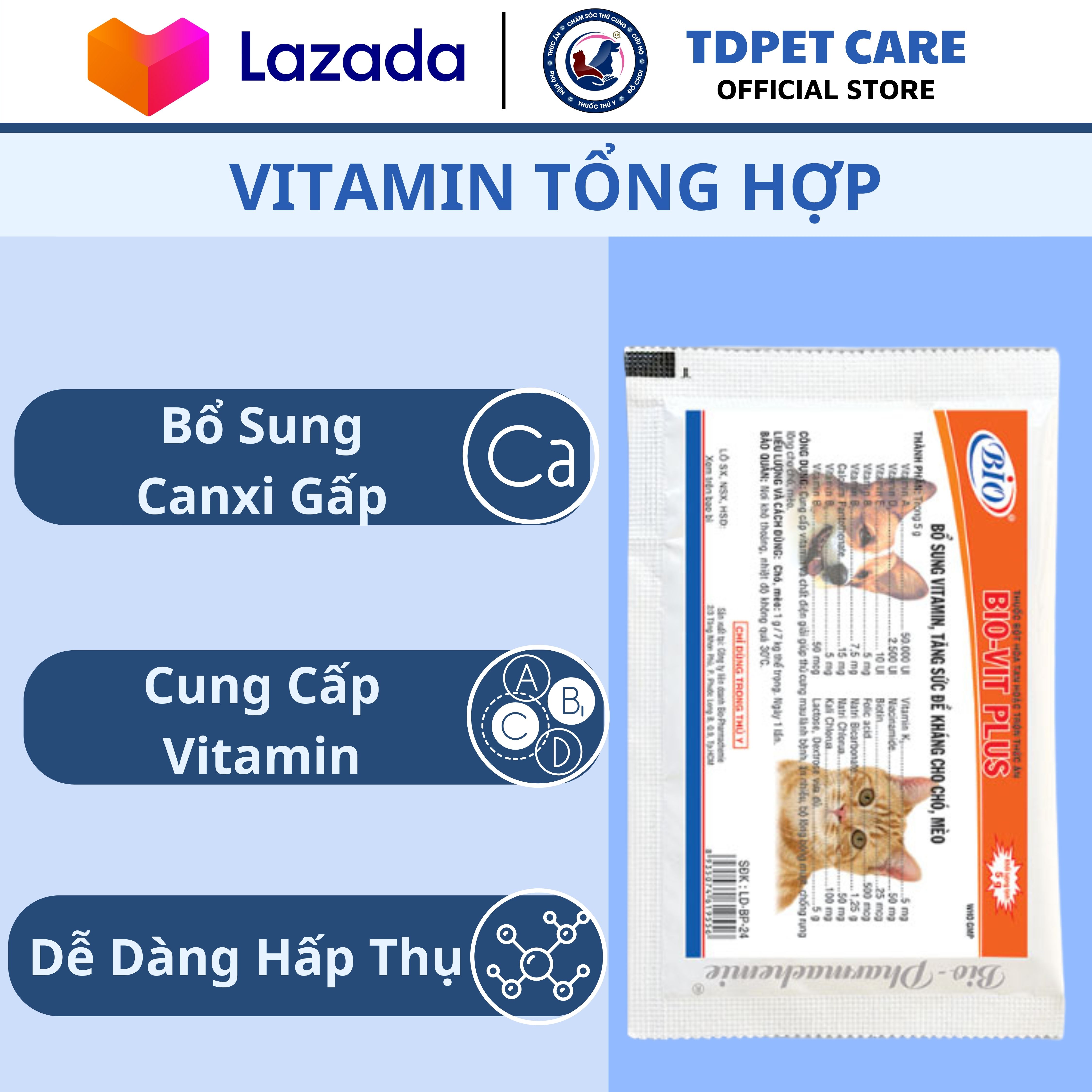 Vitamin tổng hợp tăng cường hệ miễn dịch cho chó mèo biovit - men vi sinh tăng đề kháng dành cho thú cưng
