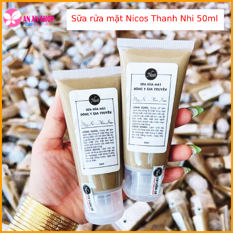 Sữa rửa mặt đông y thanh nhi - sữa rửa mặt nicos 50ml - srm nicos đông y - chính hãng