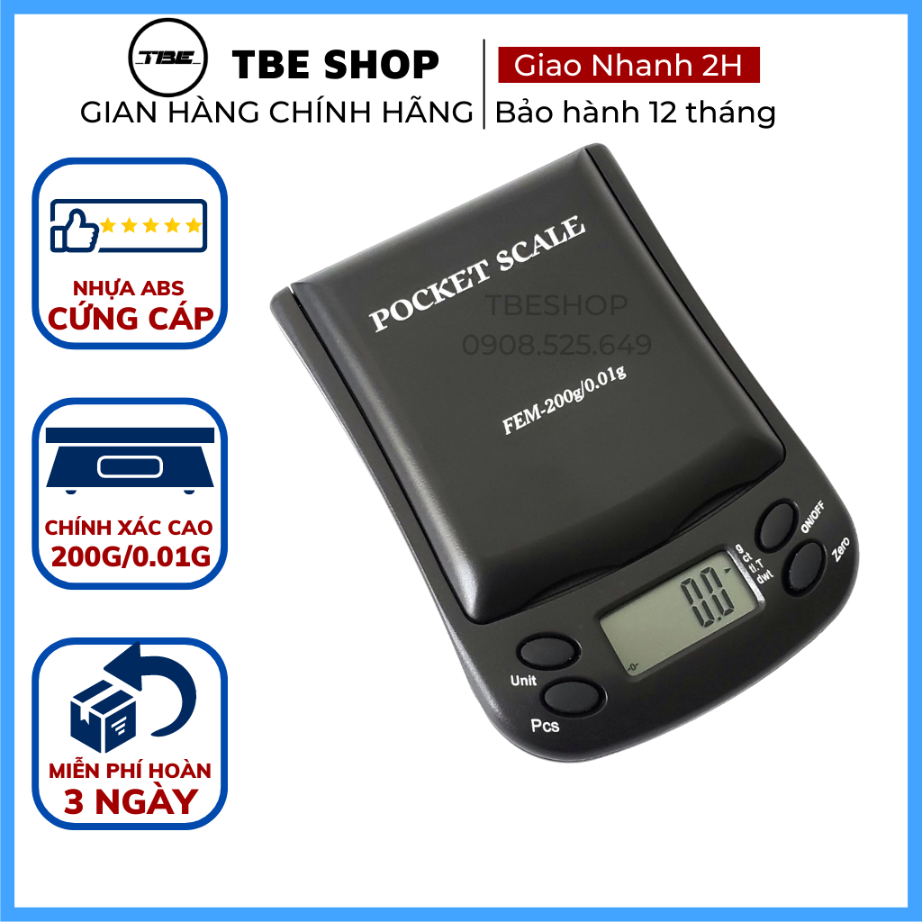 Cân Tiểu Ly Điện Tử 200g 0.01 FEM Chính Hãng Độ Chính Xác Cao Có Đơn Vị tl.T Dùng Để Cân Vàng - Bảo Hành 1 Năm ( Màu đen )