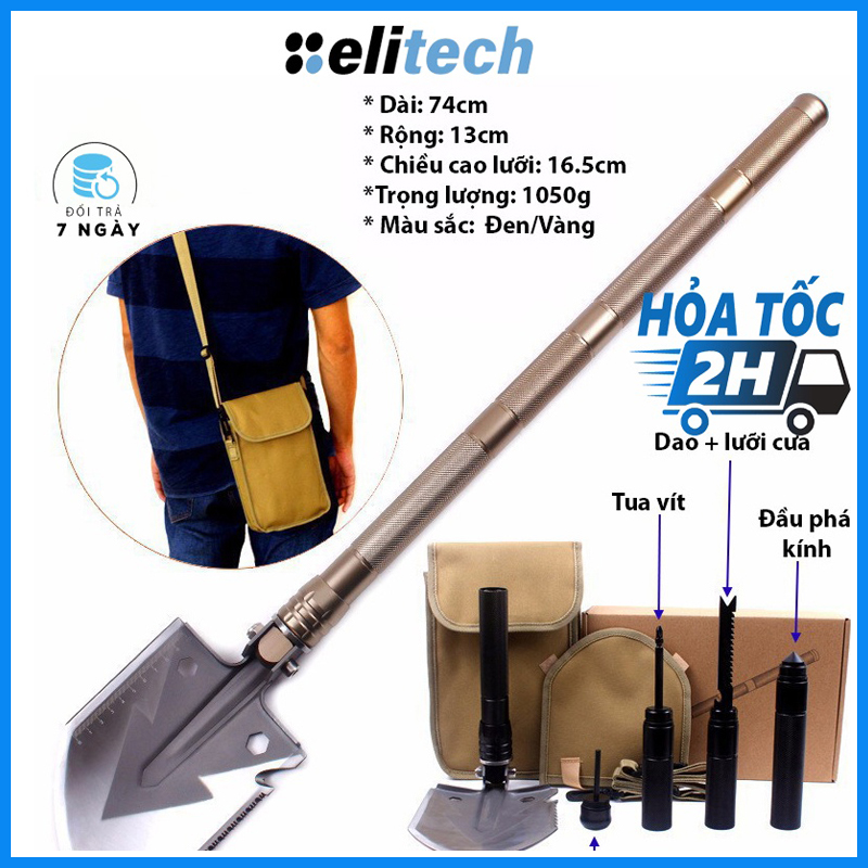 Xẻng đa năng làm vườn cao cấp có túi đeo chéo. Xẻng làm vườn thích hợp dã ngoại phượt