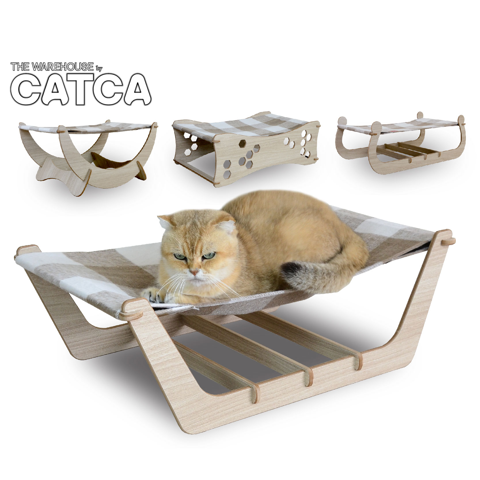 Võng gỗ chó mèo lắp ghép sang chảnh CATCA