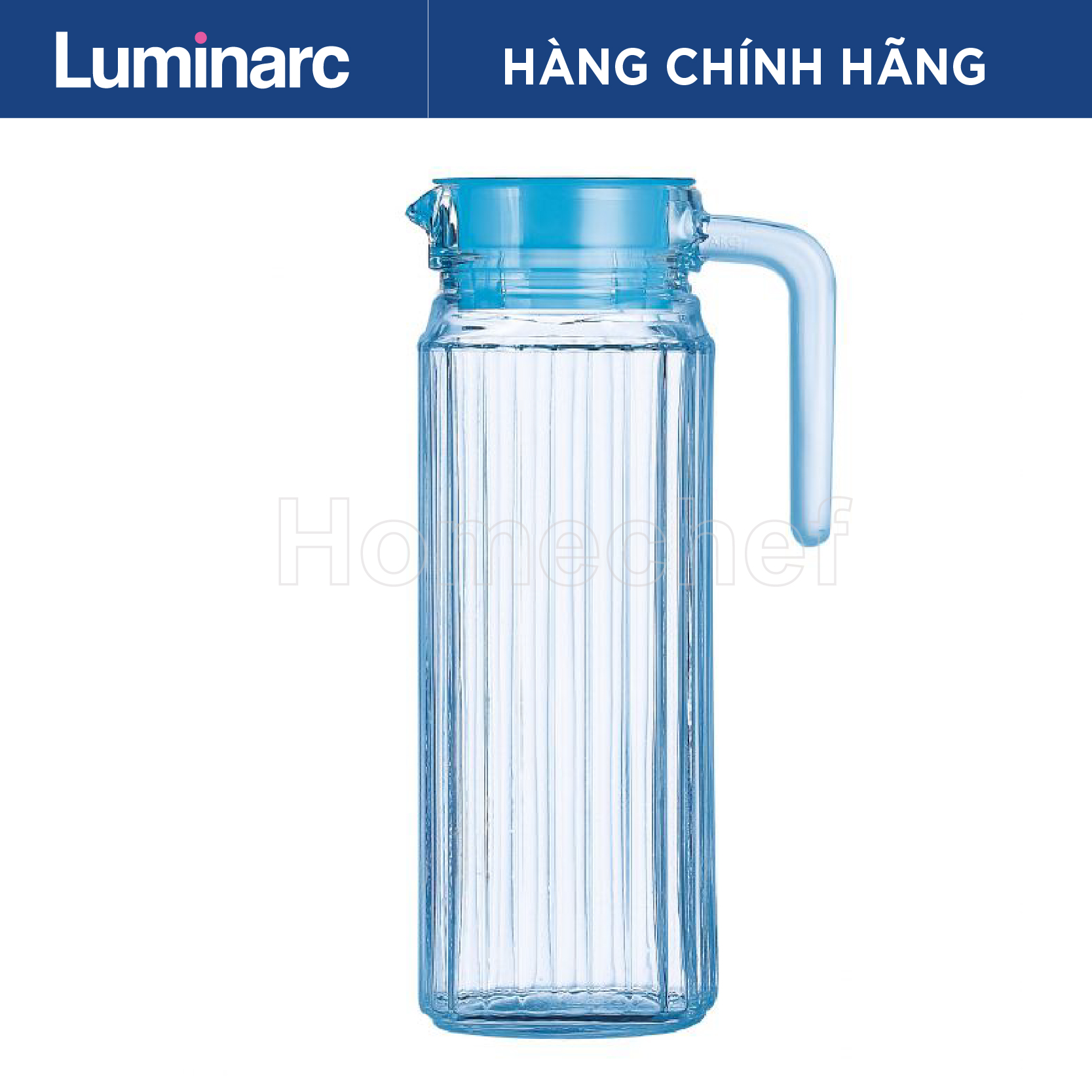 Bình đựng nước thủy tinh Luminarc Quadro Ice Blue, dung tích 1.1L, chất liệu an toàn sức khỏe - L0531