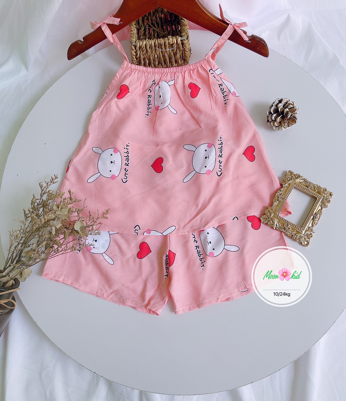 Bộ lanh mát mẻ 2 dây 4 màu cho bé gái