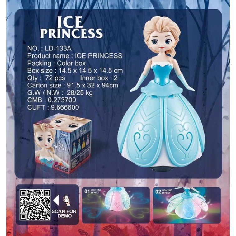 Đồ chơi búp bê công chúa Elsa, Anna, Bạch Tuyết, lọ lem Cinderella đồ chơi trẻ em có đèn nhạc và phát bài hát let it go