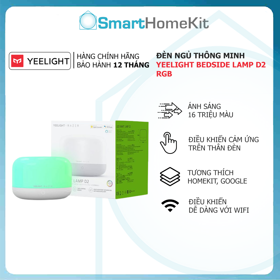 Đèn ngủ để bàn Yeelight LED Bedside Lamp D2 5W WRGB kết nối WiFi Bluetooth - Smart HomeKit