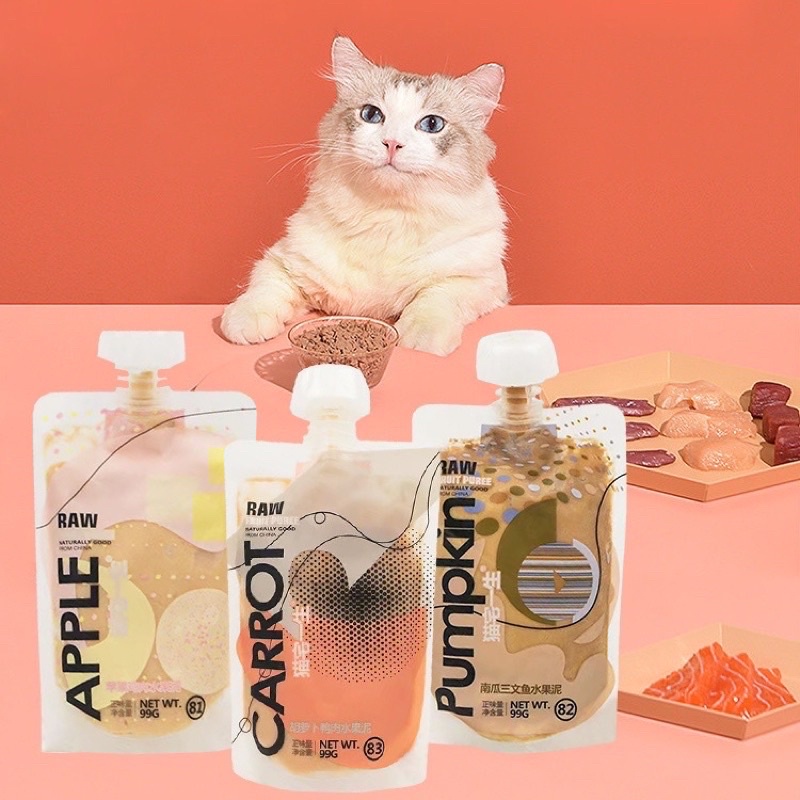 SÚP THƯỞNG CHO MÈO RAW FRUIT PUREE NATURALLY CÓ NẮP VẶN TIỆN LỢI