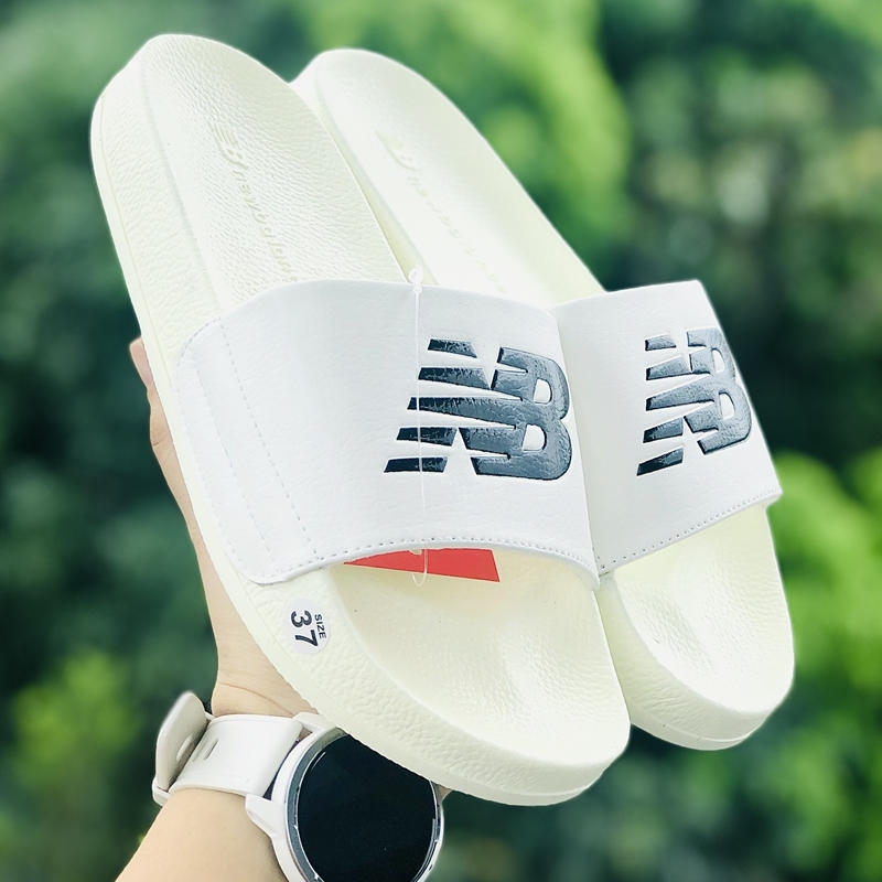 Dép unisex NB quai ngang thể thao nam nữ kem