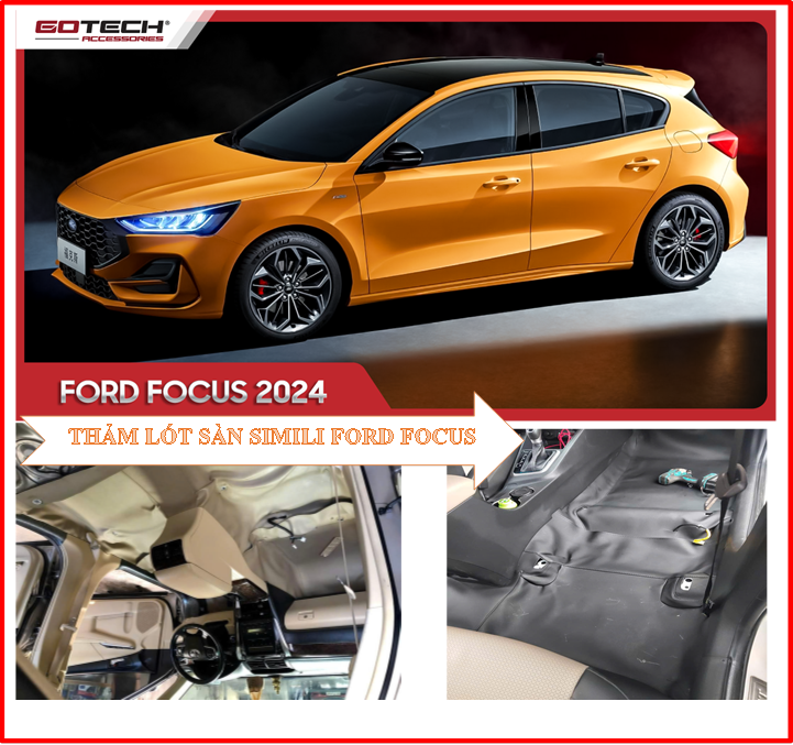 Thảm lót sàn Simili cho xe Ford Focos, Loại dày cao cấp, Phủ kính sàn xe, Chống bám bẩn.