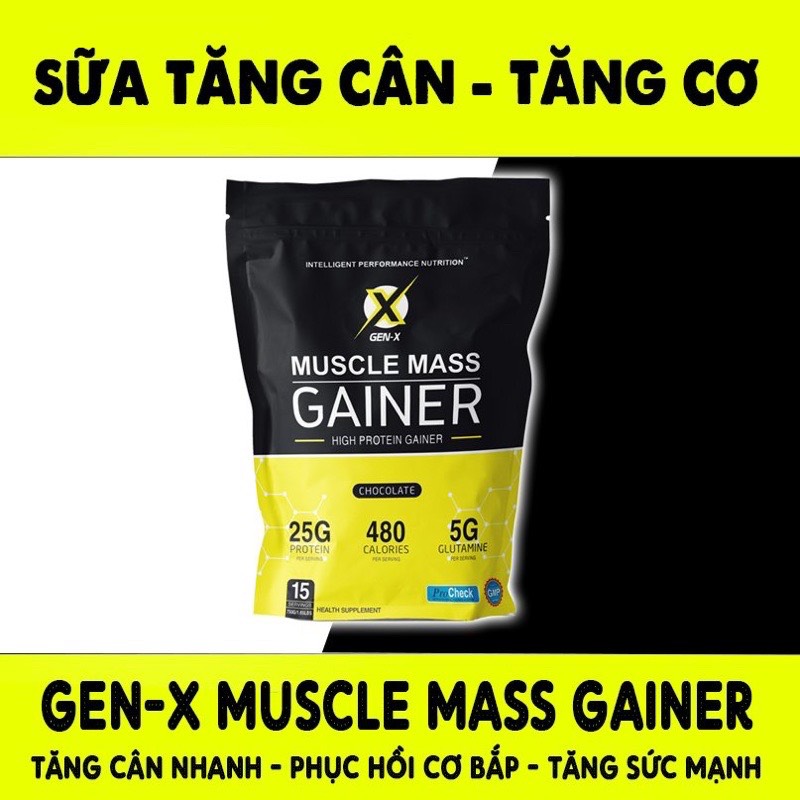 COMBO 2 TÚI Sữa Tăng Cân Muscle Mass Gainer GenX (tặng kèm bình 700ml)