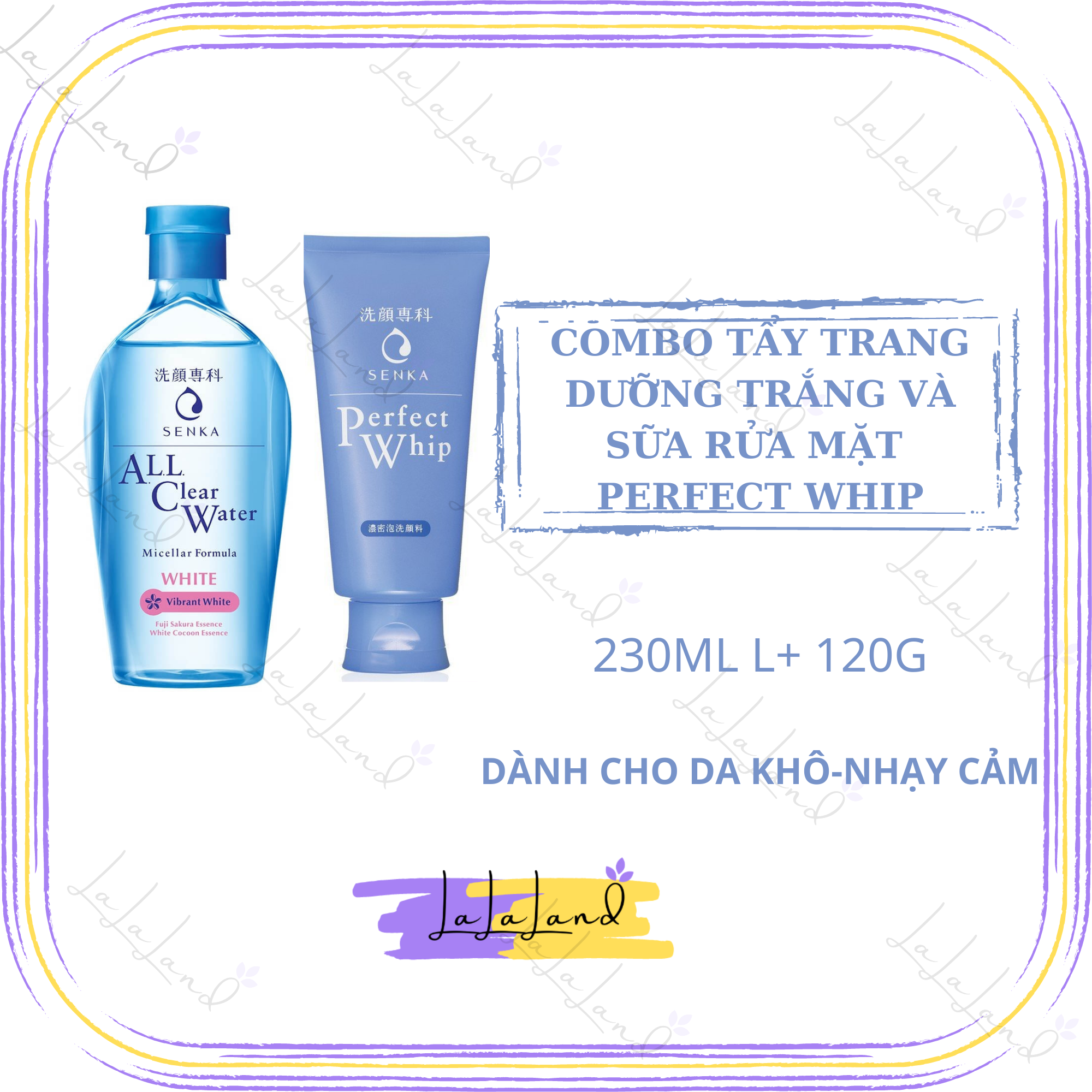 [HCM]Combo 2 sản phẩm Nước tẩy trang SENKA A.L.L. CLEAR WATER Micellar Formula White 230ml và Sữa Rửa Mặt Tạo Bọt Chiết Xuất Tơ Tằm Trắng Senka Perfect Whip 120g