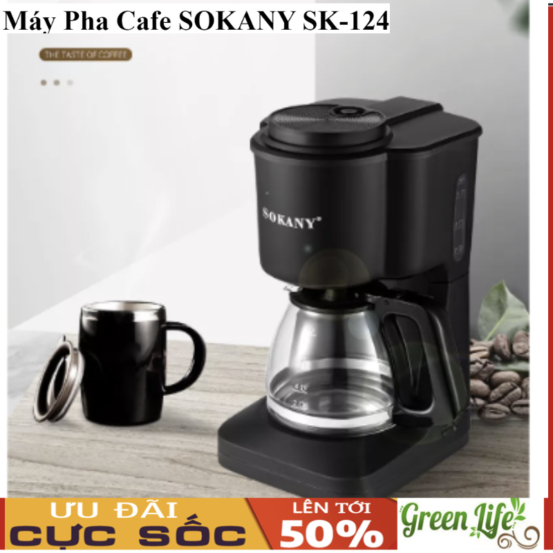 Máy pha cà phê,máy pha cafe tự động sokany,máy pha cafe mini tự động công suất 800w giúp pha chế nhanh , kích thước nhỏ gọn, kiểu dáng đẹp,máy pha cà phê gia đình,nhà hàng nhanh chóng,tiện lợi,bh 12 tháng