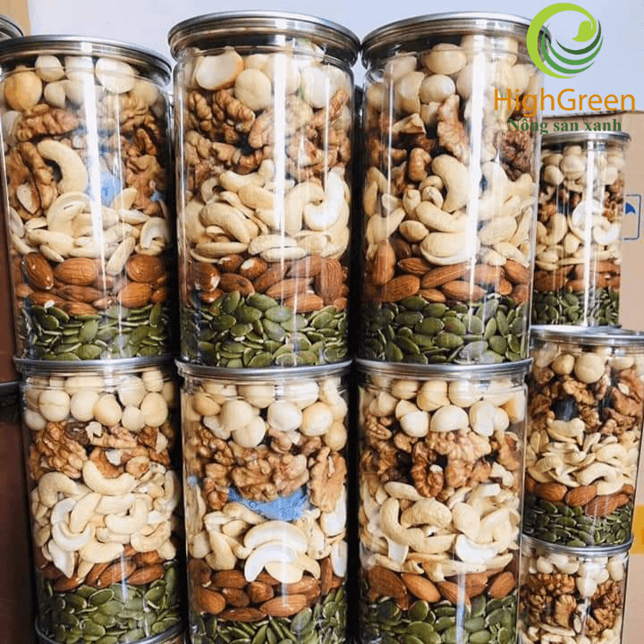 [HCM]Hạt dinh dưỡng mix 5 loại hạt nhập khẩu: Macca, hạnh nhân, óc chó, hạt điều và bí xanh đã sấy chín tách vỏ 450gr - Hạt dinh dưỡng cho bà bầu,  hàng nhập khẩu uy tín- Dinh dưỡng cho bà bầu