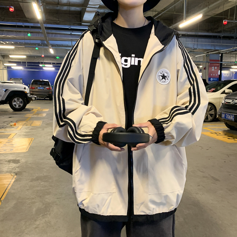 ㊖ Áo Jacket Dày Dặn Cotton Áo Khoác Liền Mũ Cỡ Lớn Trào Lưu Mẫu Mới Mùa Thu Cho Nam Áo Thể Thao Thương Hiệu Sành Điệu Rộng Rãi Phong Cách Hàn Quốc