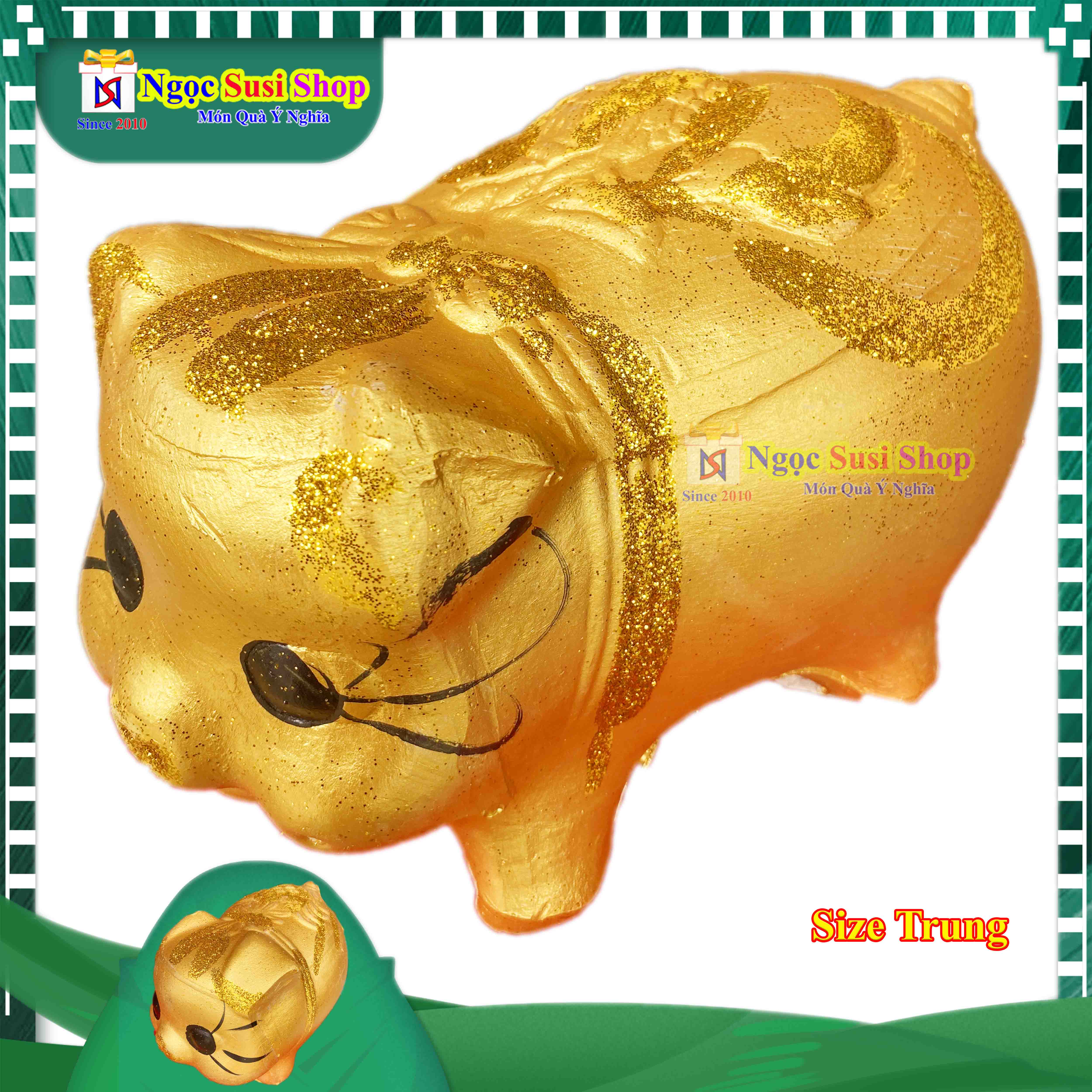 Con heo đất tiết kiệm vàng kim tuyến may mắn dùng bỏ ống - lợn đất tiết kiệm để dành giao nhanh - ngọc susi