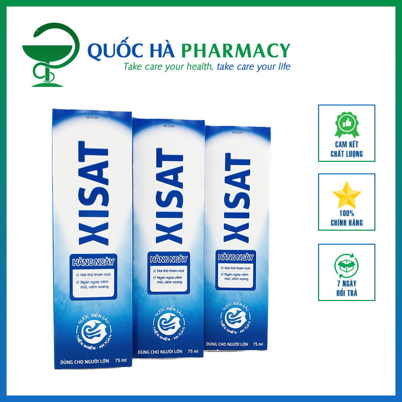 Xịt mũi Xisat Hằng Ngày giúp sát khuẩn, kháng viêm chai 75ml - Quốc Hà Pharmacy