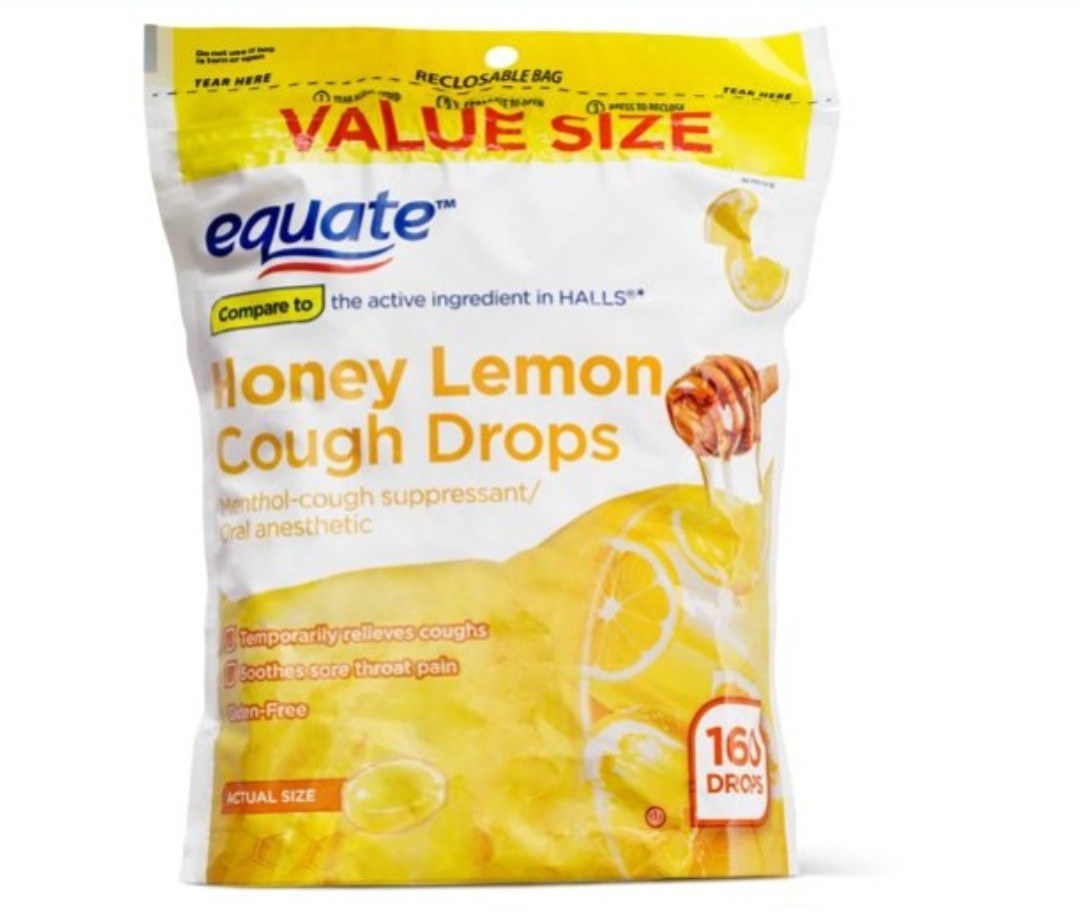 Kẹo ngậm mật ong, chanh 160 viên của Mỹ - Honey Lemon Cough Drop Equate