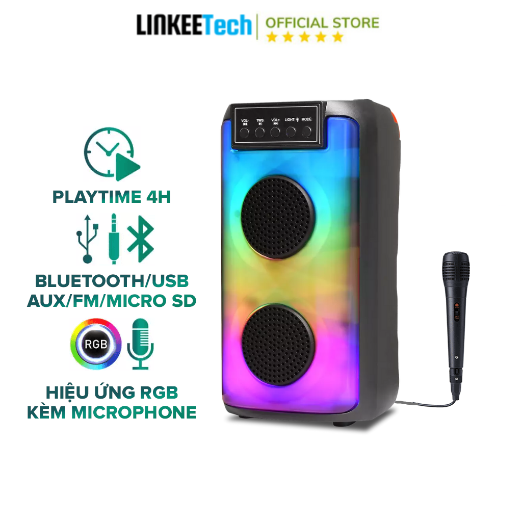 (TẶNG MICRO HÁT) Loa bluetooth không dây hát karaoke HF167/165, loa xách tay di động công suất lớn bass mạnh treble rời, loa kẹo kéo âm thanh chất lượng cao, tương thích nhiều dòng máy điện thoại, máy tính hỗ trợ USB, thẻ nhớ SD