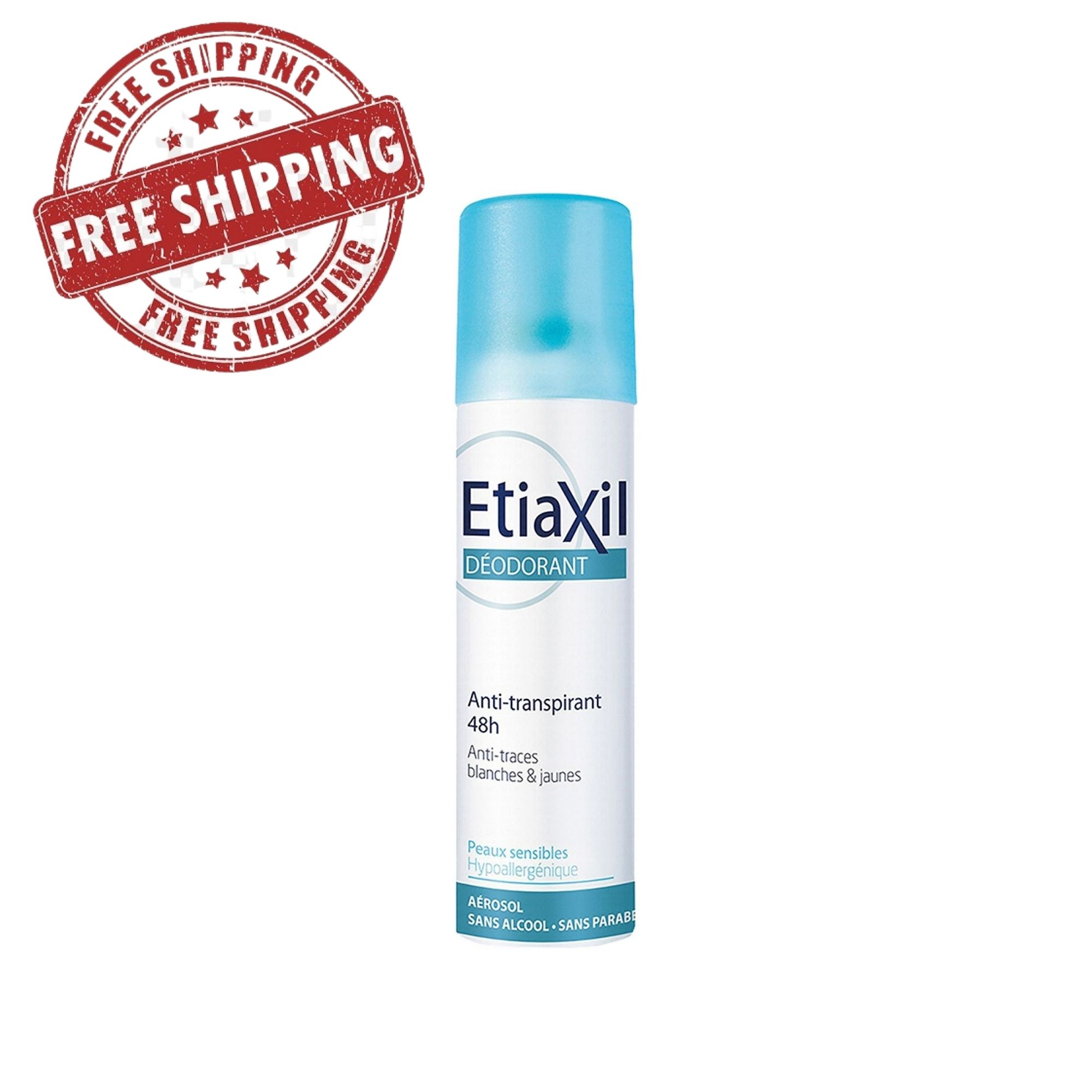 Xịt Khử Mùi Hàng Ngày Etiaxil Déodorant Anti-Transpirant 48h Anti-Traces Blanches & Jaunes 150ml (Dạng Xịt Phun Sương) - Etiaxil Chính hãng