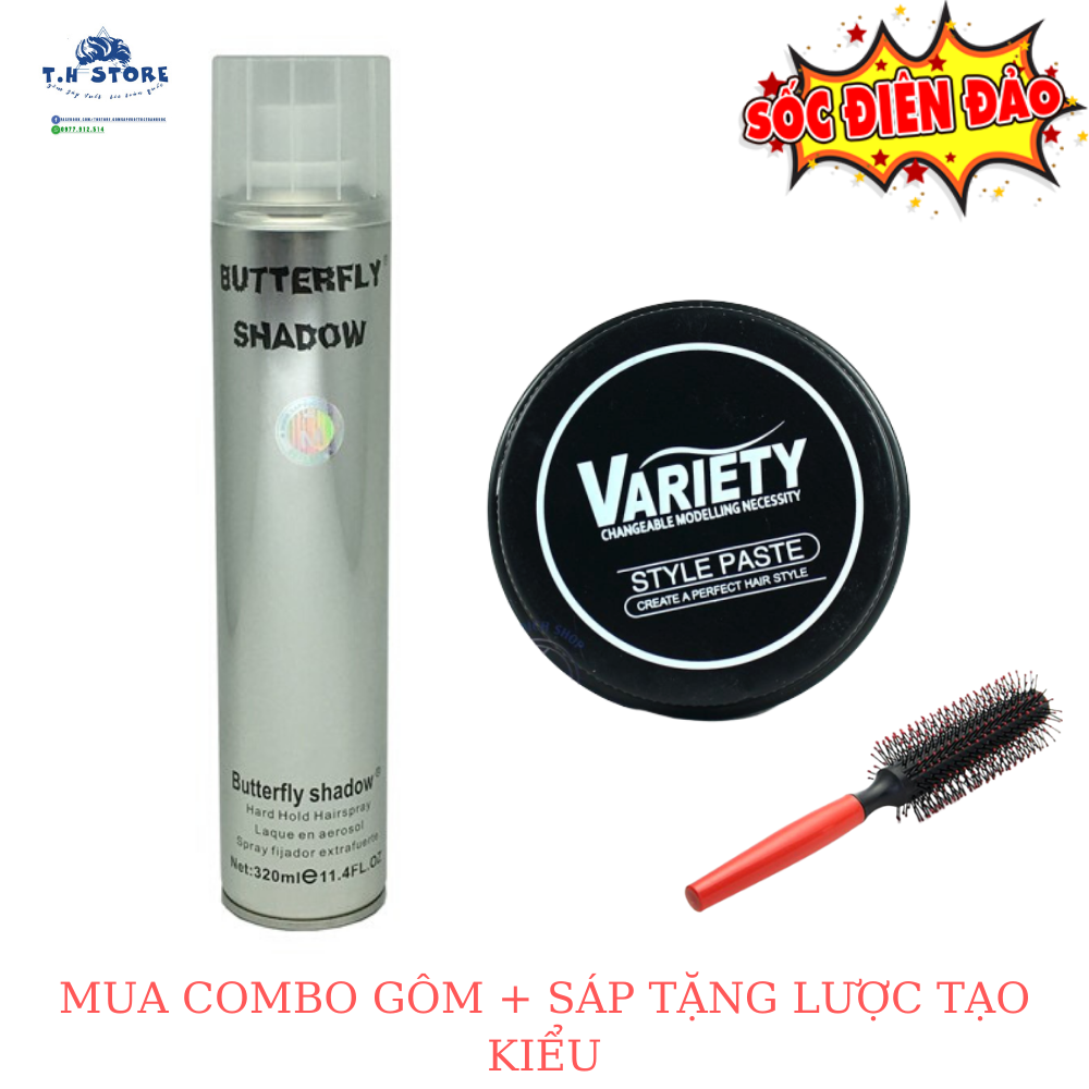 Combo Gôm + Sáp Variety, Tặng Dây Lưng Cao Cấp, Gôm Xịt Tóc Butterfly Shadow- Keo Xịt Tóc- Gôm Xịt Giữ Nếp Tóc Cho Nam Nữ 320ML- Hương Thơm Tự Nhiên Không Bết Dính- Không Độc Hại- Giá Hủy Diệt- Khuyến Mại Lớn