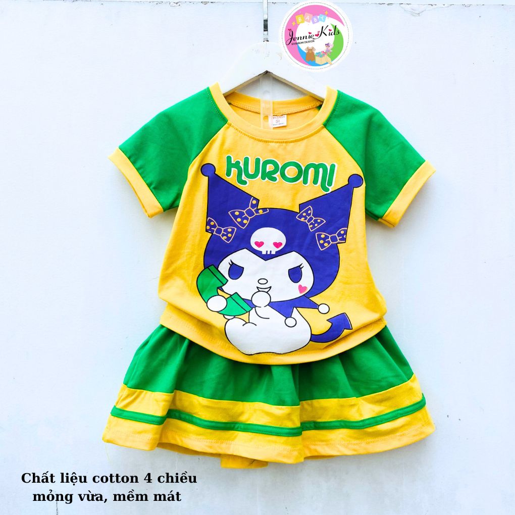 Set, Bộ váy bé gái chất cotton mặc mát [10 22kg] áo thun ngắn tay + chân váy quần đáng yêu Jennie kids J552 - 1