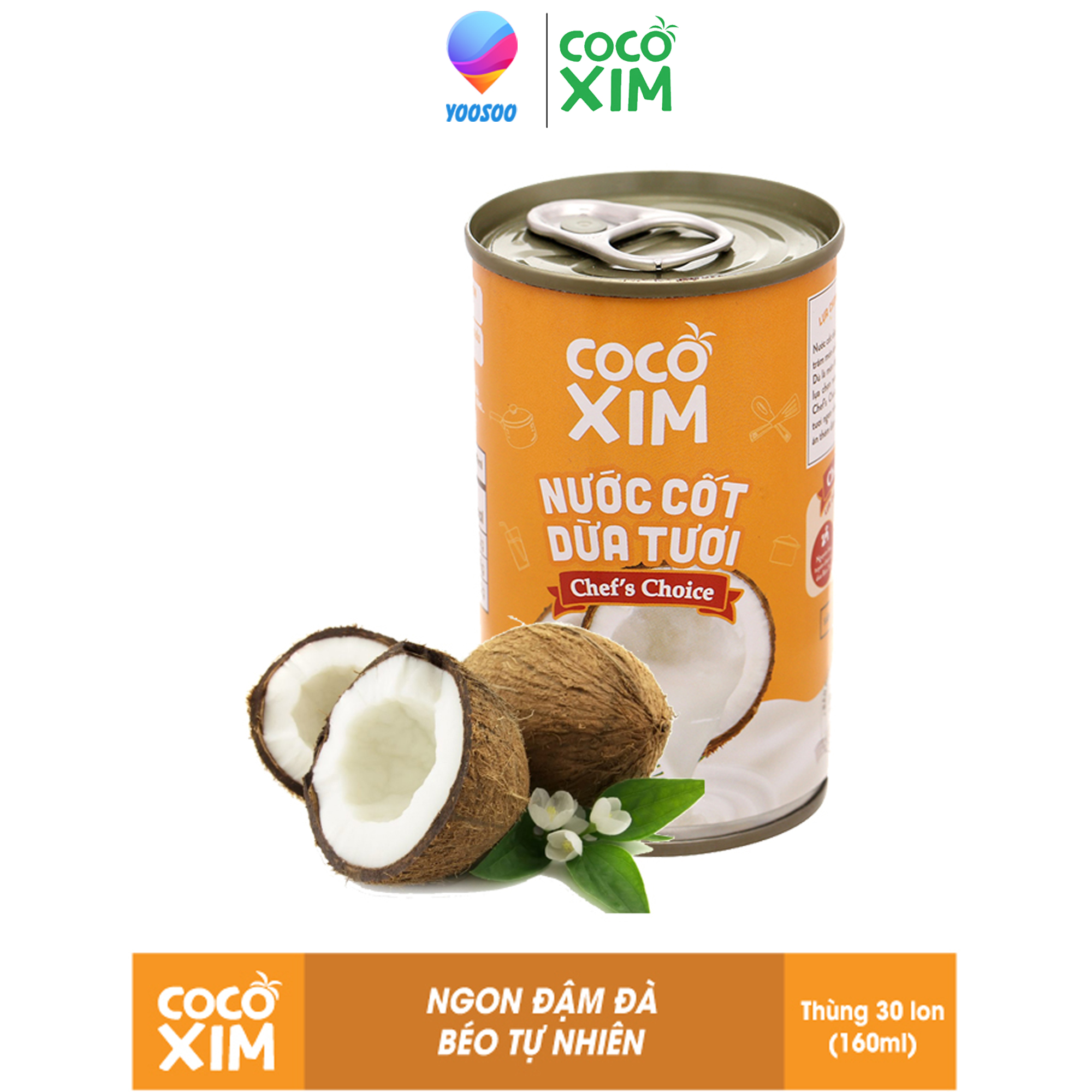 [MẸ VIỆT VÀO BẾP - MIỄN PHÍ VẬN CHUYỂN ĐƠN HÀNG 49K] Nước cốt dừa tươi từ trái dừa nguyên chất 100- Chefs Choice 160ml - Thương hiệu COCOXIM - YOOSOO
