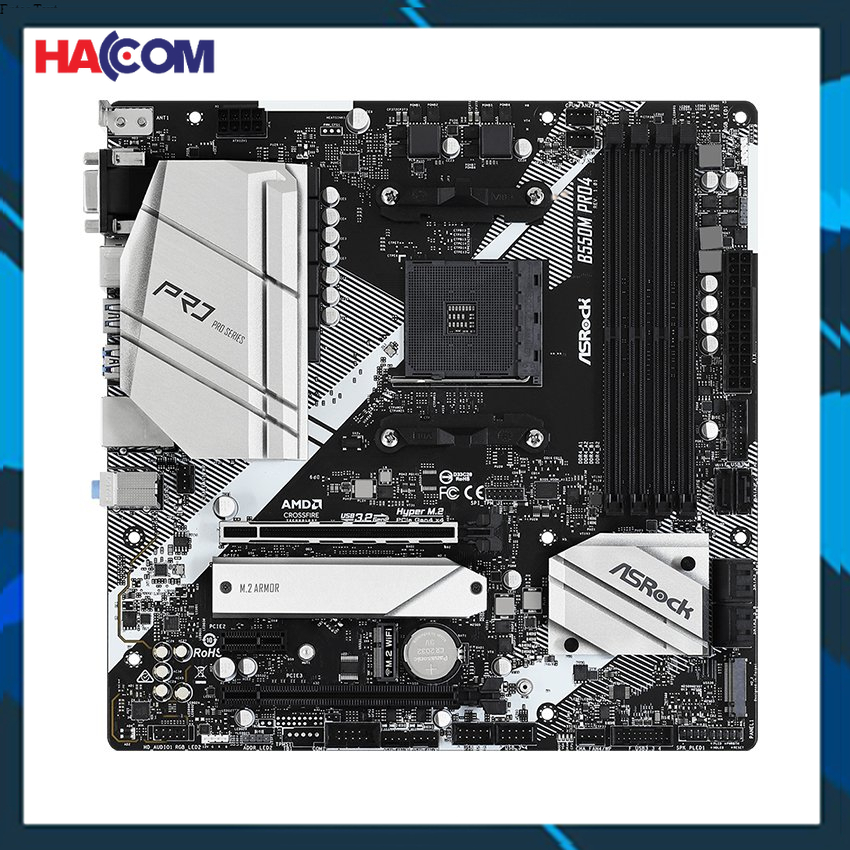 Mainboard asrock b550m pro4 bảo vệ toàn diện với khe pci bọc thép
