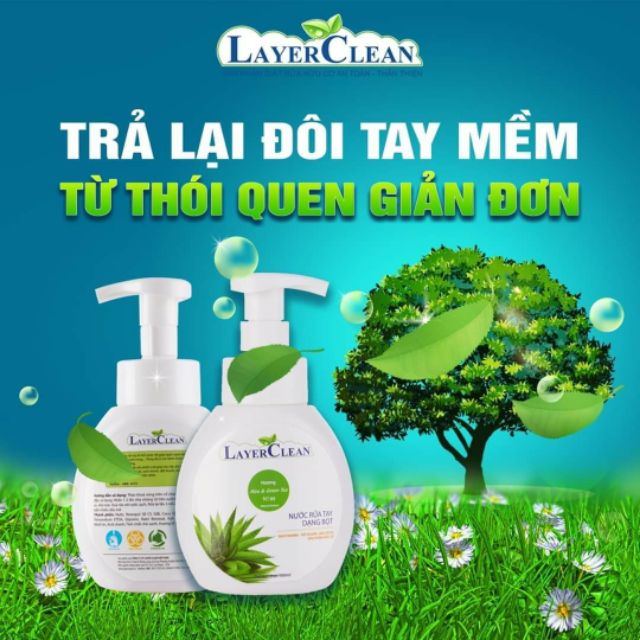 Nước rửa tay hữu cơ Layer Clean hương lô hội 330ml