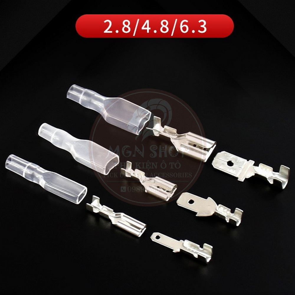 [bộ đầu cos] [đầu đực + đầu cái + vỏ bọc pvc] [2.8 / 4.8 / 6.3]