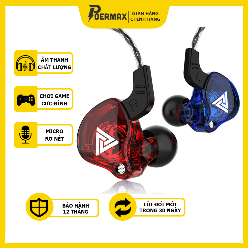 Tai Nghe Gaming Nhét Tai Có Dây Chống Ồn Tốt Âm Thanh HiFi 8D Chính Hãng QKZ-AK6