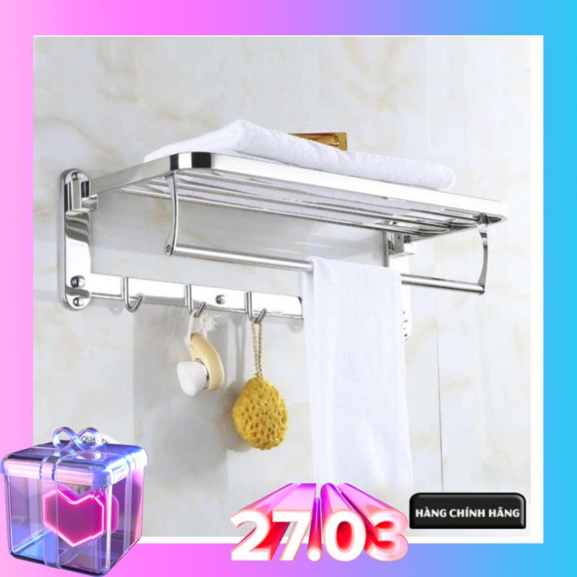 Siêu giảm giá-kệ giá treo khăn inox 304 - máng khăn - kệ vắt khăn inox 304