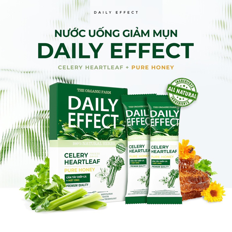 [ TẶNG MẶT NẠ] Nước uống ngừa mụn Detox Daily effect từ cần tây, diếp cá, mật ong hộp14 gói