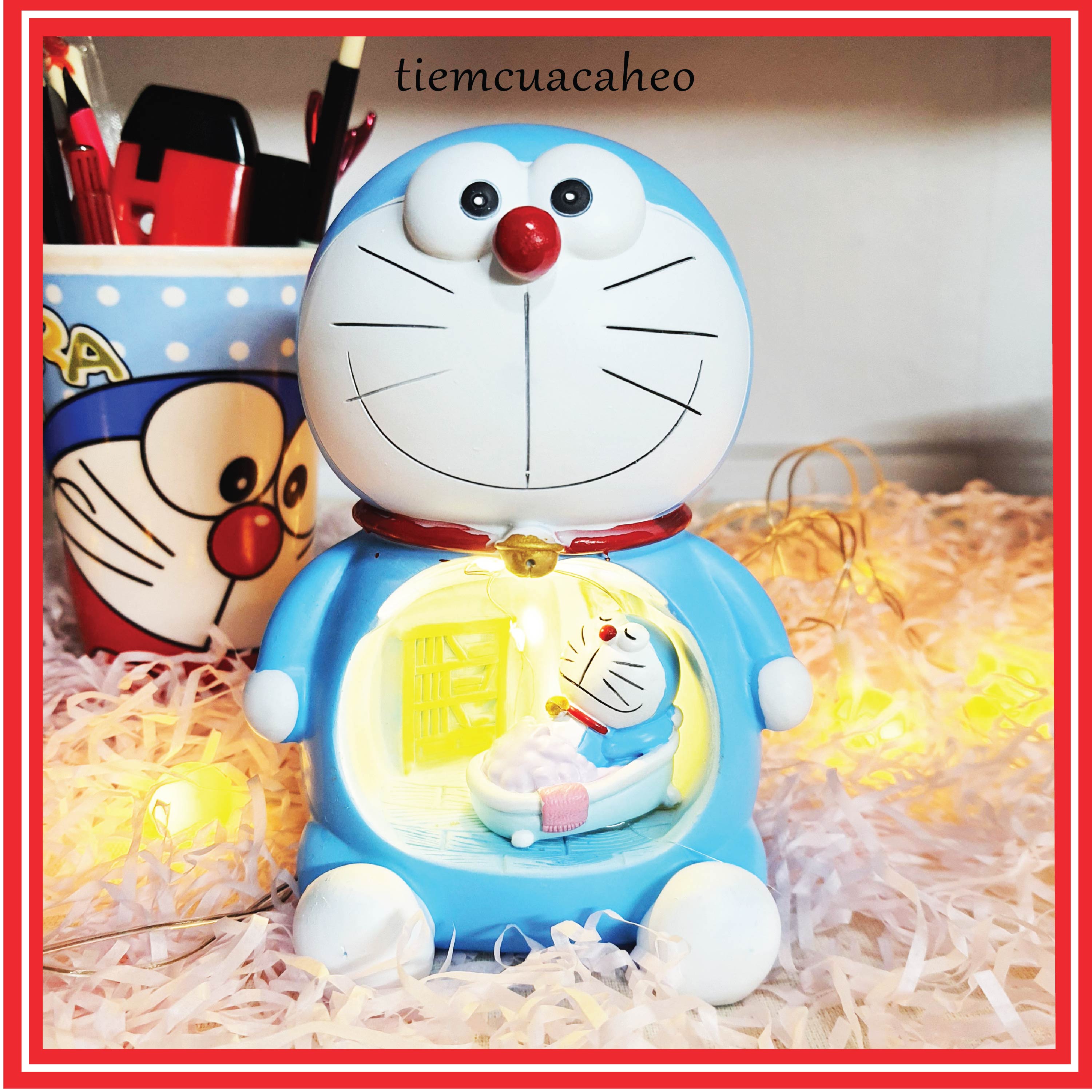 Đèn ngủ Doraemon, Doremon đọc sách, tắm cute, dùng làm quà tặng, đèn trang trí, decor phòng ngủ, bàn học