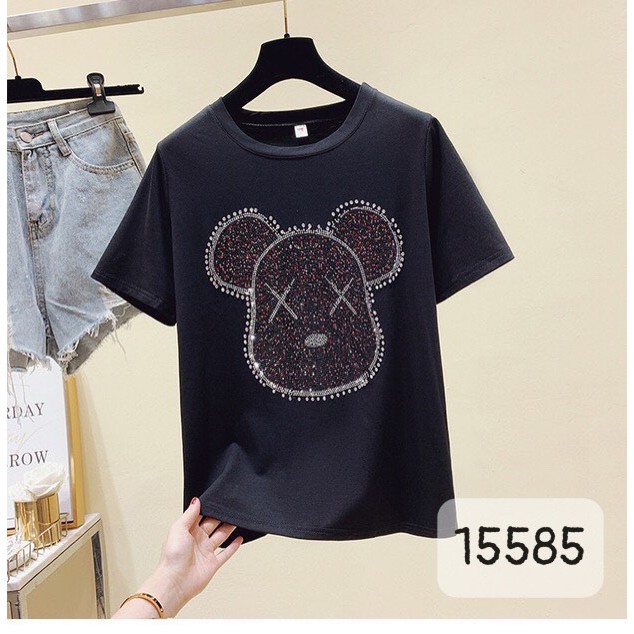 Áo big size mặt gấu "bling bling" linhstyle - 15585