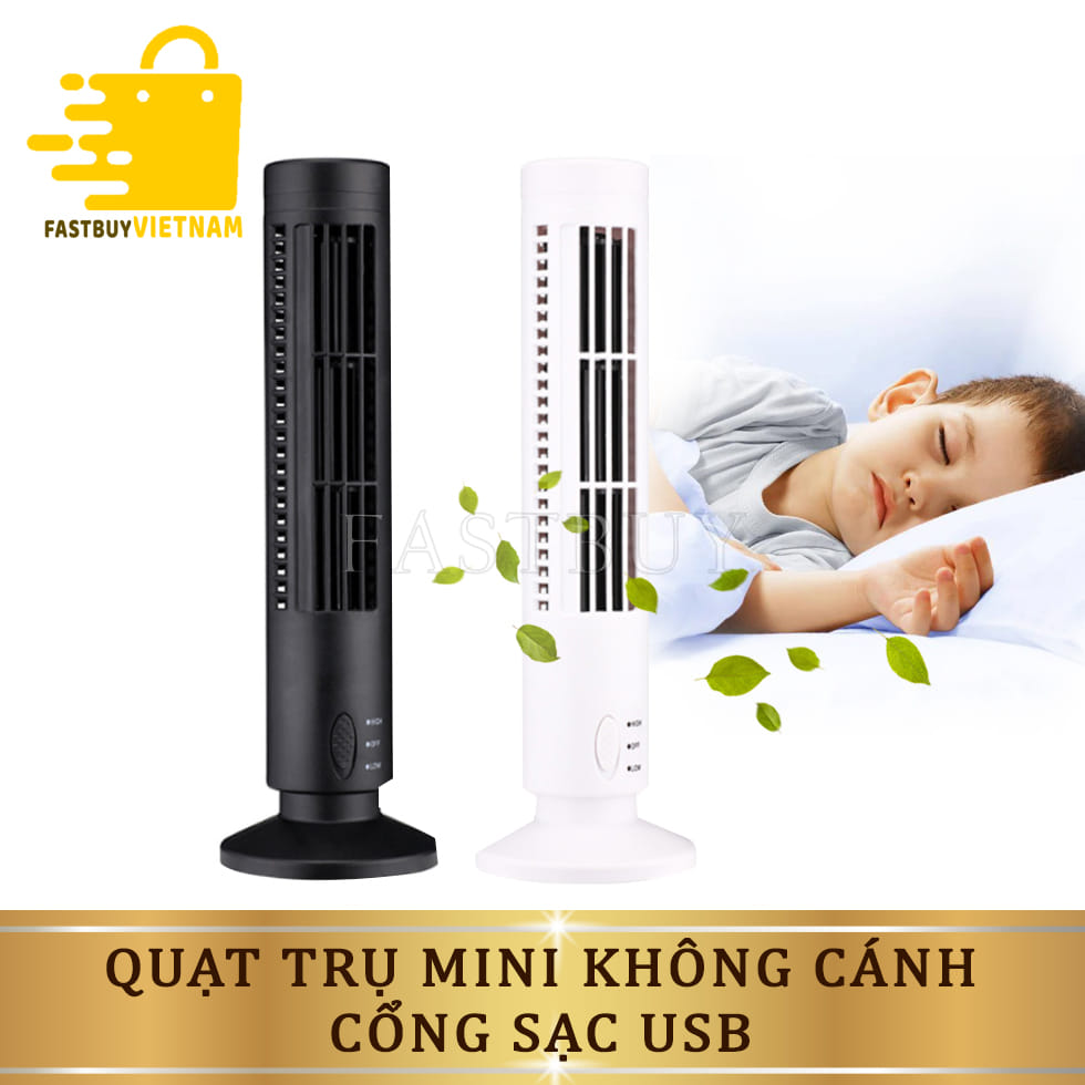 Quạt Mini Điều Hòa Để Bàn Hình Tháp Điều Hòa Không Khí Dọc , Quạt Tháp Cắm Điện Dây USB Tiện Dụng
