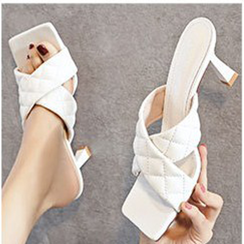 Sandal cao gót 5 cm quai chữ X phong cách Hàn Quốc