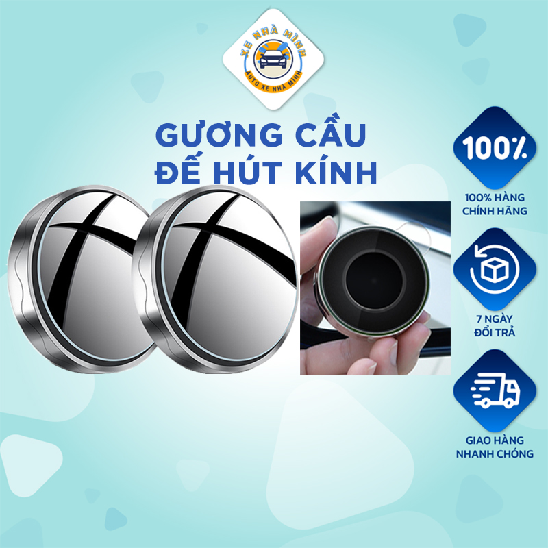 Gương cầu lồi ô tô, đế hút kính chắc chắn, mặt gương xoay 360 độ, vỏ tráng bạc , đường kính 5cm