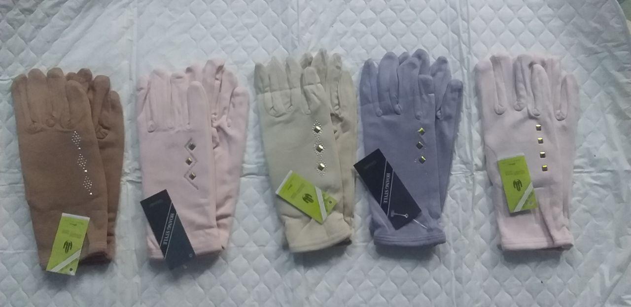 Đôi găng tay cho nữ đi nắng thời trang đính đá - BidoShop - thun cotton co giãn, dài 3 tất