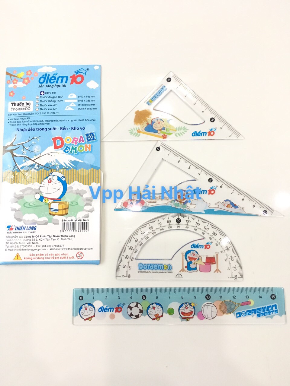 Bộ Thước Kẻ Êke Doraemon điểm 10 TP-SR09/DO combo 4 cây