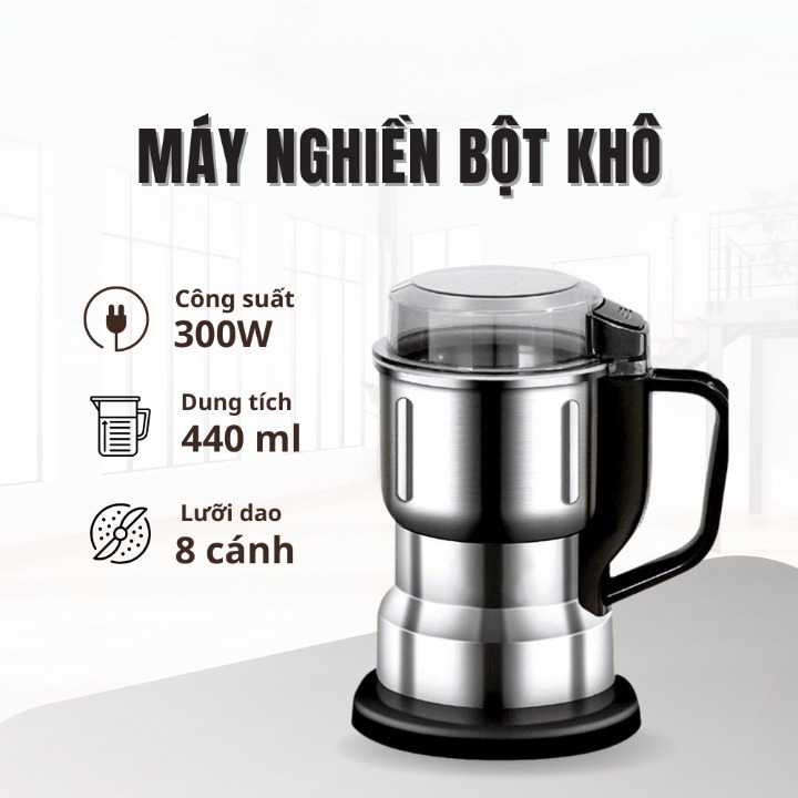 Máy xay hạt cà phê, xay bột ngũ cốc, máy xay gia đình, xay gia vị, cối xay inox dung tích lớn- công suất lớn xay cực mạnh