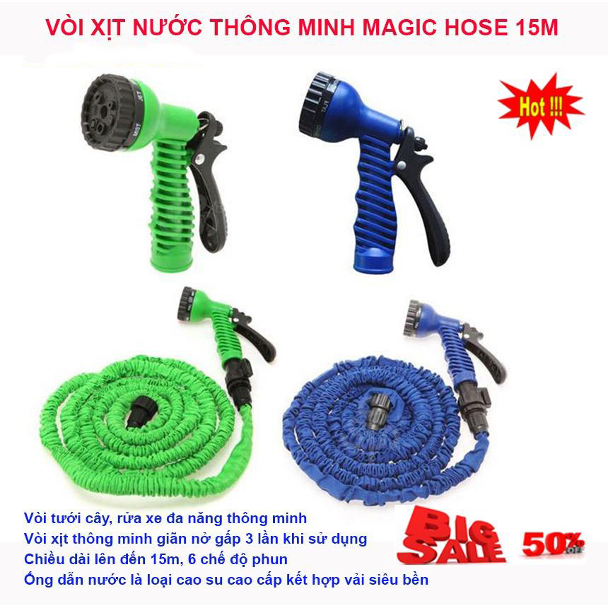 Vòi Xịt Sân Vườn , Bộ vòi xịt đa năng 7 chế độ , Máy bơm nước - Bộ dây vòi nước đa năng tự so giãn Bộ vòi xịt nước thông minh giãn nở dài 30m, Vòi xịt rửa xe - sân vườn tăng áp siêu bền