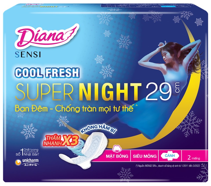 [HCM]Combo 10 Gói Băng Vệ Sinh Diana Cool Fresh Ban Đêm Siêu Thấm 29cm (1 Gói 2 Miếng Hàng Khuyễn Mãi)